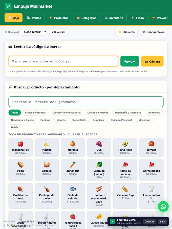 Empuja Minimarket en tablet
