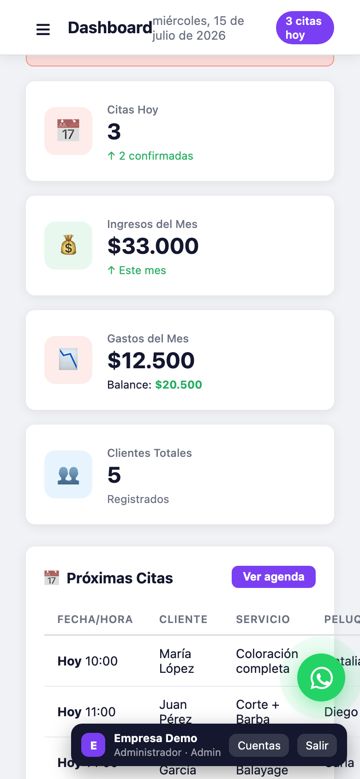 Empuja Peluquería en teléfono